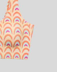 Retro Rainbow Print Sports Bra