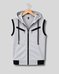 Light Grey Hooded Utility Vest ( Grey Sleeveless )