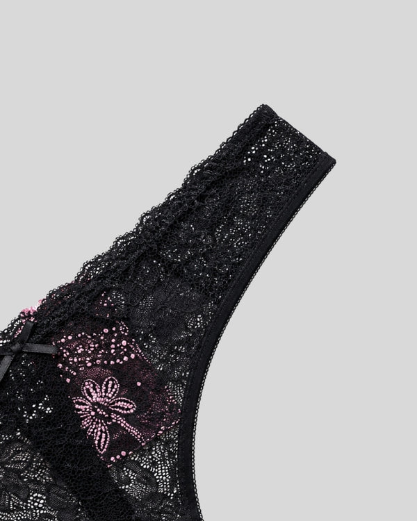 Midnight Black Lace Thong