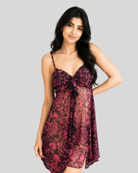 Berry Bloom Chiffon Mini Dress