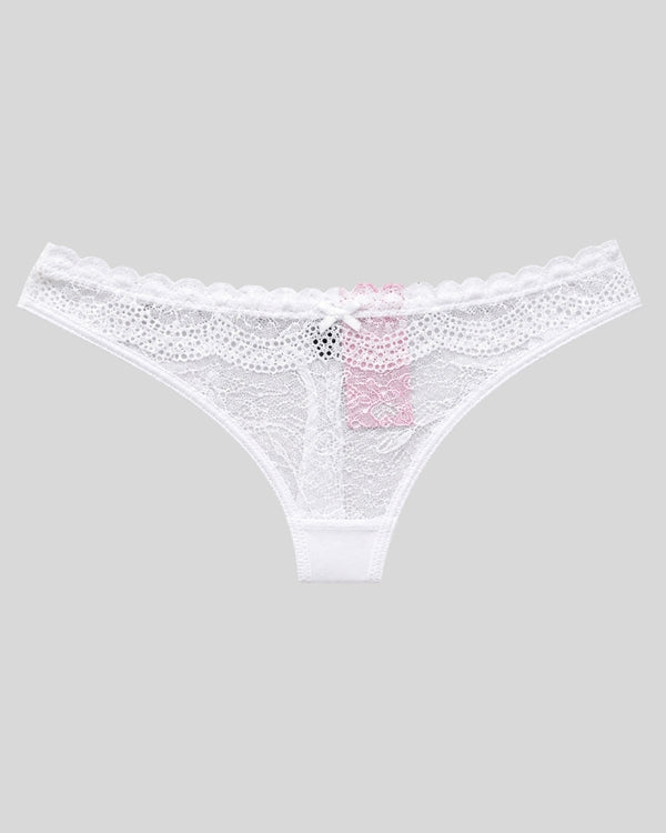 Pearl White Lace Thong