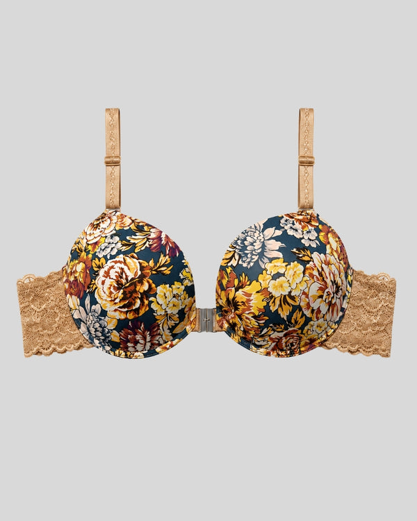 Beige Floral Lace Push-Up Bra & Panty Set