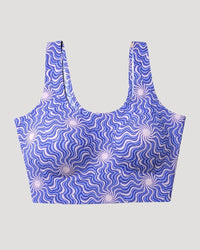 Blue Wave Print Sports Bra