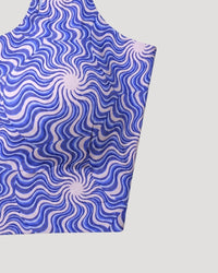 Blue Wave Print Sports Bra