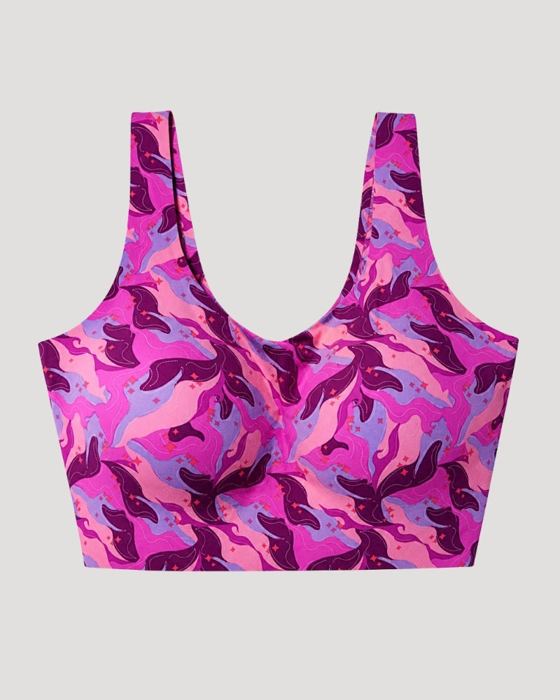 Pink Abstract Print Sports Bra