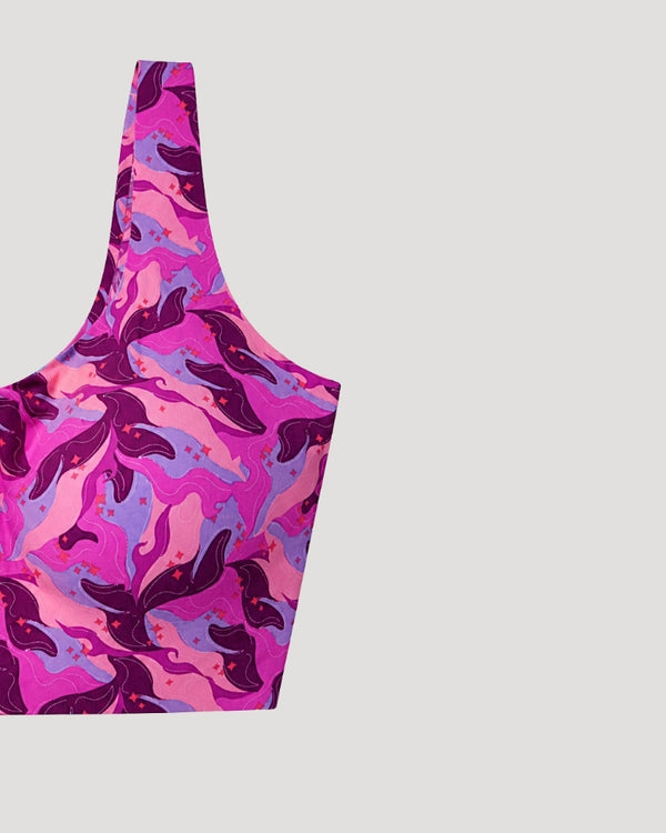 Pink Abstract Print Sports Bra