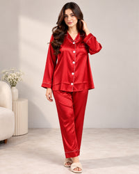 Ruby Stripe Satin Pajama Set