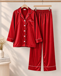 Ruby Stripe Satin Pajama Set
