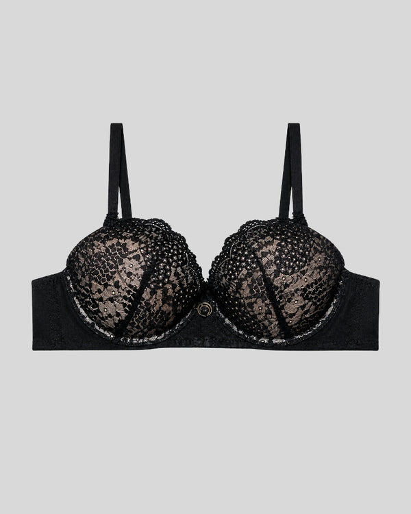 Midnight Black Lace Push-Up Bra