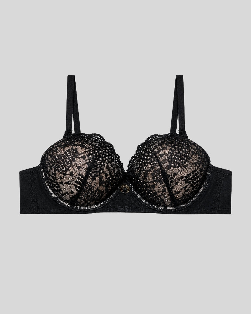 Midnight Black Lace Push-Up Bra