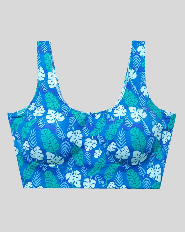 Tropical Leaf Print Sports Bra