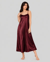 Maroon Elegance Silk 2-Piece Nightwear Set