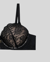 Midnight Black Lace Push-Up Bra