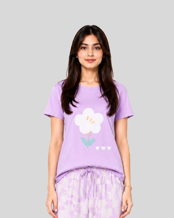 Lavender Bloom Printed PJ Set ( Purple Flower )