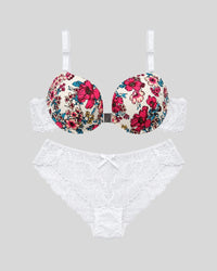 White Floral Lace Push-Up Bra & Panty Set