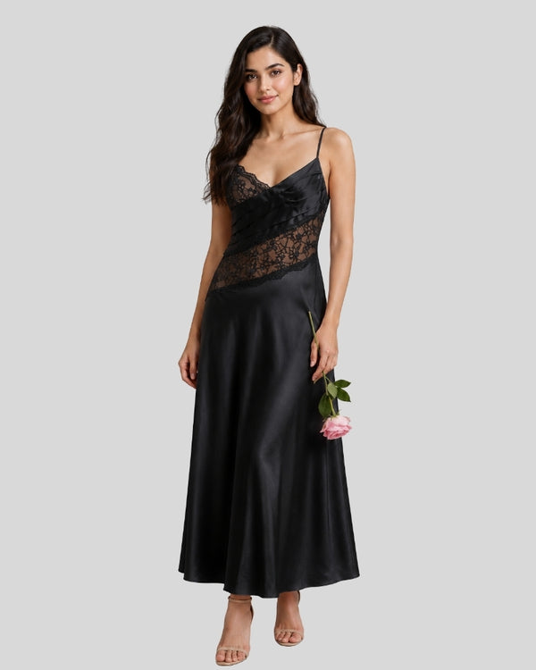 Black Noir Lace Night Gown