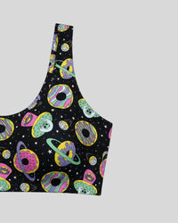 Galaxy Donut Print Sports Bra