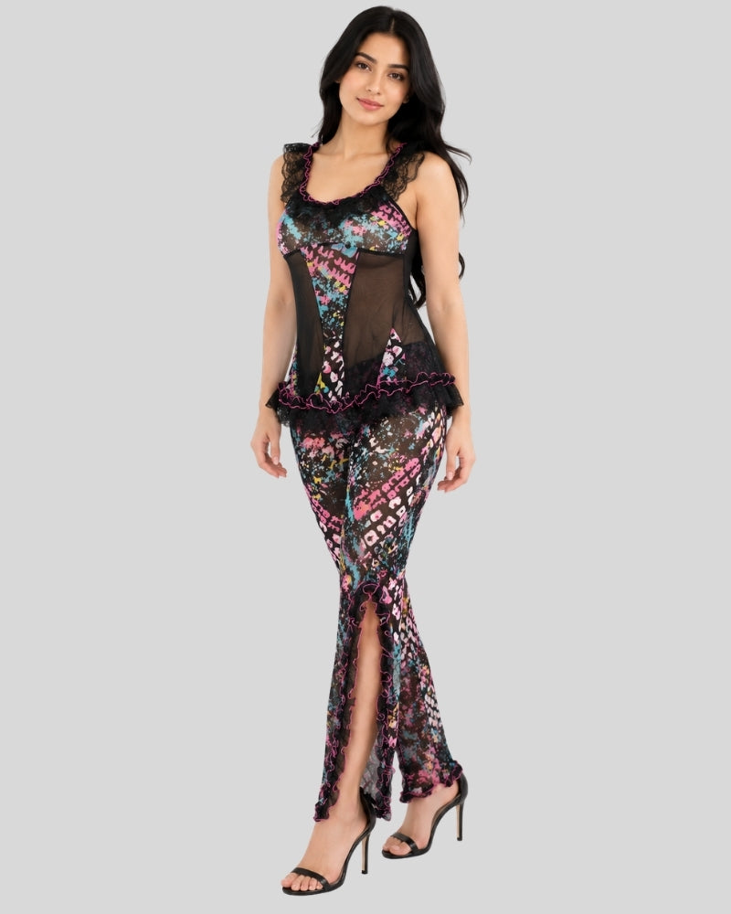 Multi Color Black Sheer Set