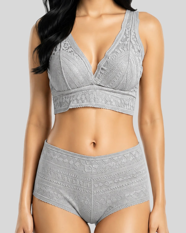 Silver Mist Lace Bralette Set