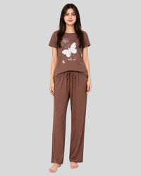Butterfly Bliss Printed PJ Set ( Brown Butterfly )