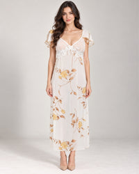 Ivory Golden Bloom Lace Maxi Nightdress