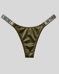 Victoria Secret Olive Satin Shine Thong