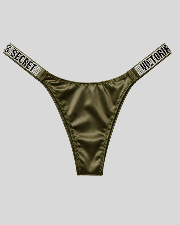 Victoria Secret Olive Satin Shine Thong