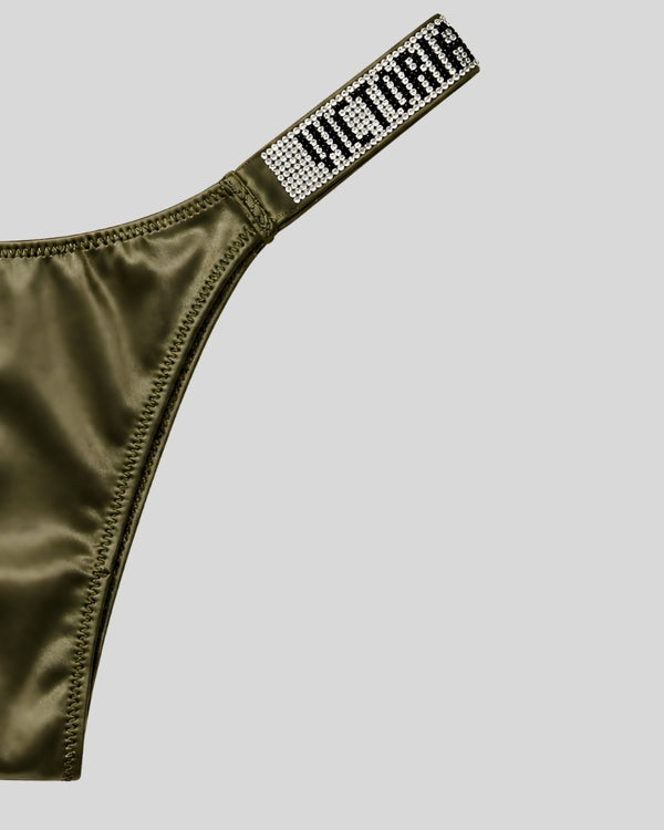 Victoria Secret Olive Satin Shine Thong