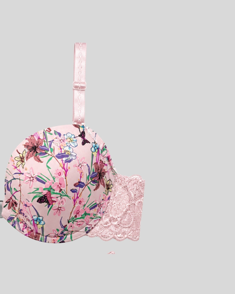Blush Pink Floral Lace Push-Up Bra & Panty Set