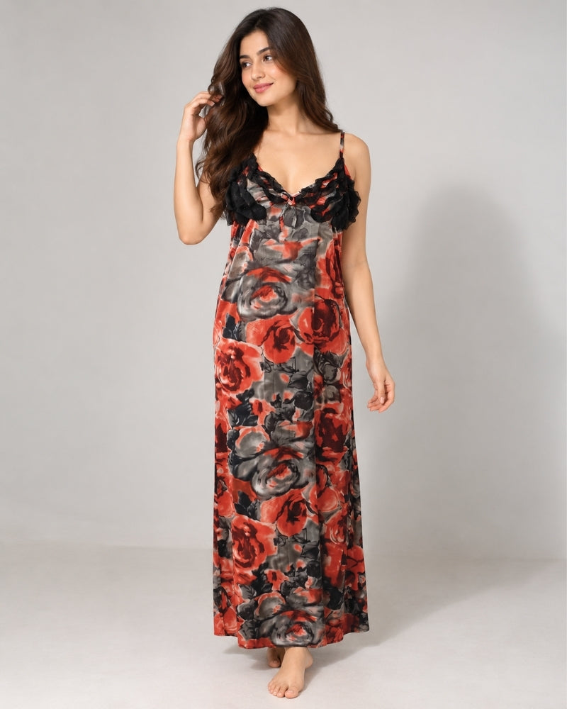 Scarlet Rose Satin Maxi Nightdress