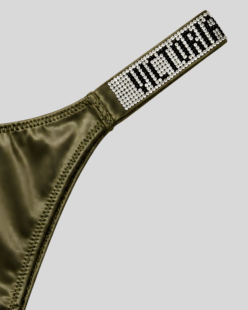 Victoria Secret Olive Satin Shine Thong