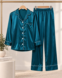 Teal Luxe Satin Pajama Set