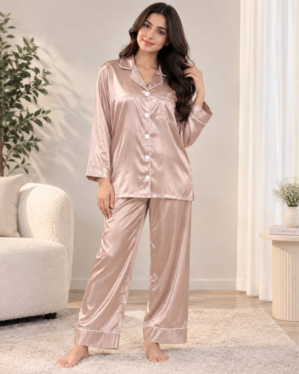 Champagne Blush Satin Pajama Set