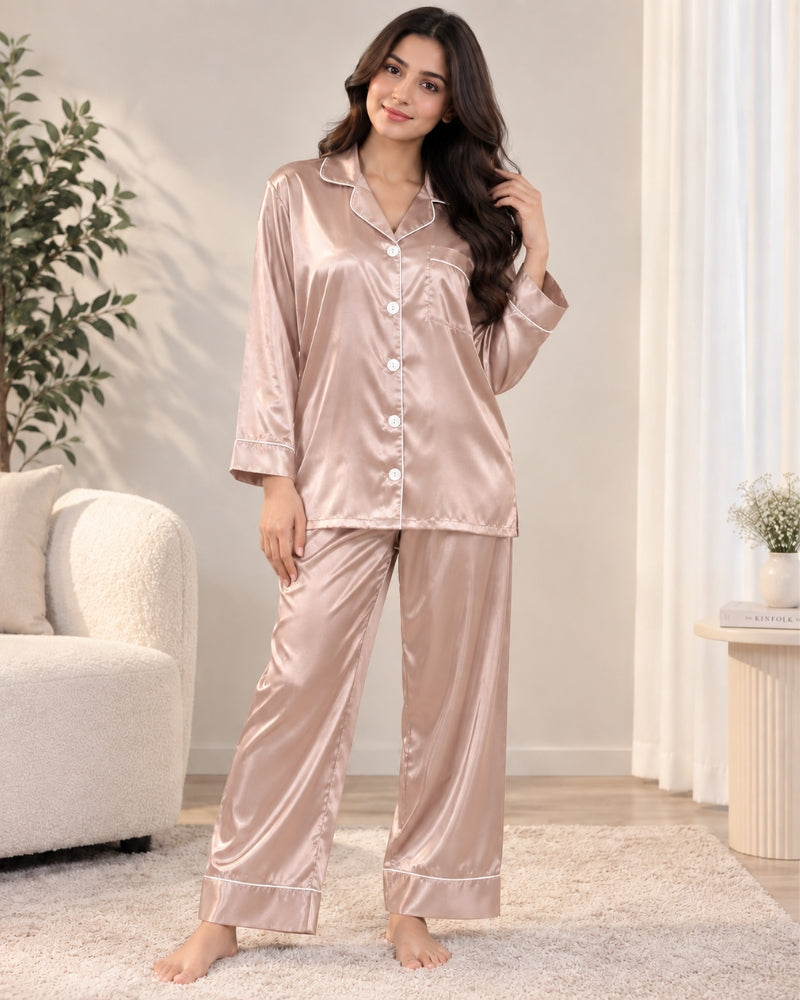 Champagne Blush Satin Pajama Set