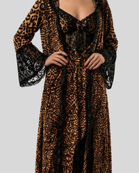 Leopard Lace Lounge Robe Set