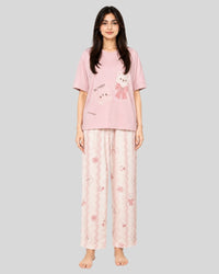 Pink Cute Bear Printed PJ Set
