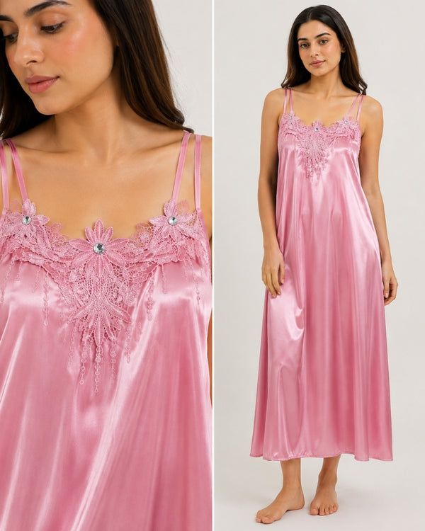 Rose Petal Satin Maxi Nightdress