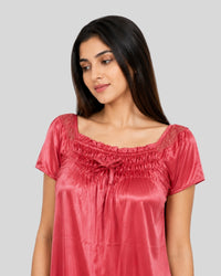 Coral Grace Satin Nightgown