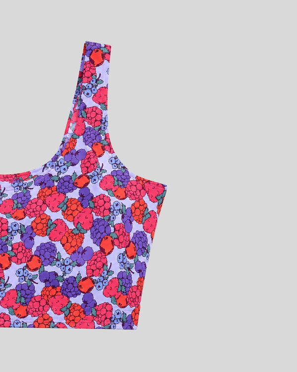 Berry Floral Print Sports Bra