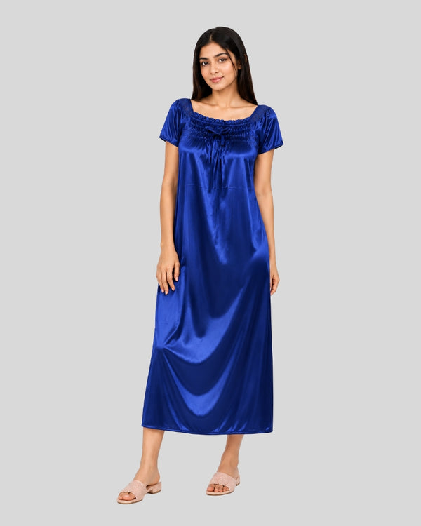 Royal Blue Grace Satin Nightgown
