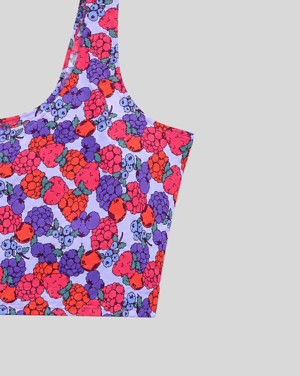 Berry Floral Print Sports Bra