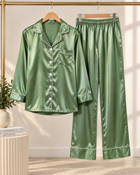 Sage Green Luxe Satin Pajama Set