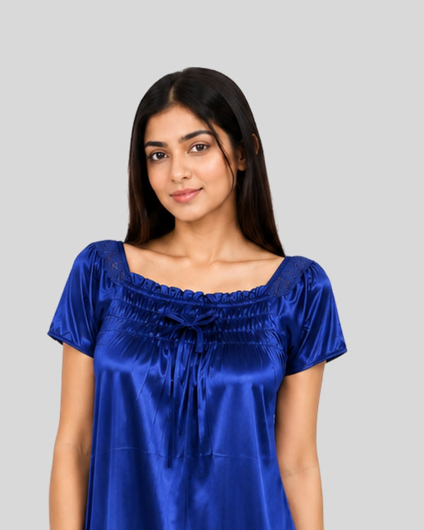 Royal Blue Grace Satin Nightgown