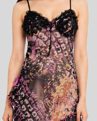 Noir Bloom Mini Dress