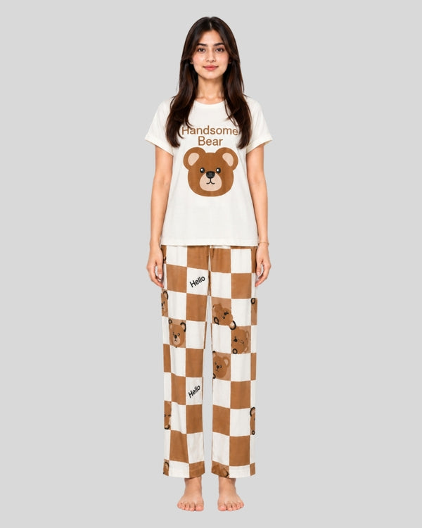 Handsome Bear Printed Lounge PJ Set
