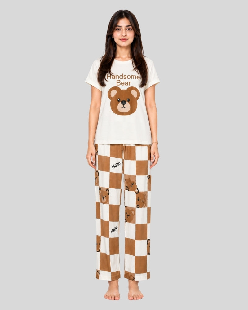 Handsome Bear Printed Lounge PJ Set