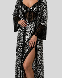 Snow Leopard Lace Three-Piece Robe Set