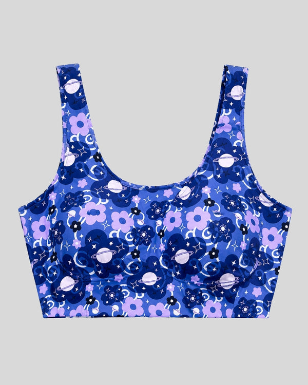Blue Floral Galaxy Print Bra