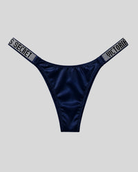 Victoria Secret Navy Blue Satin Shine Thong