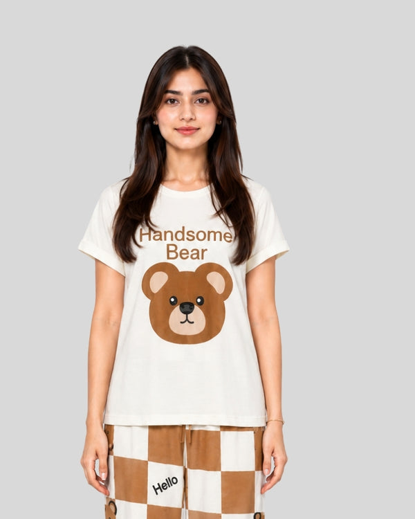 Handsome Bear Printed Lounge PJ Set